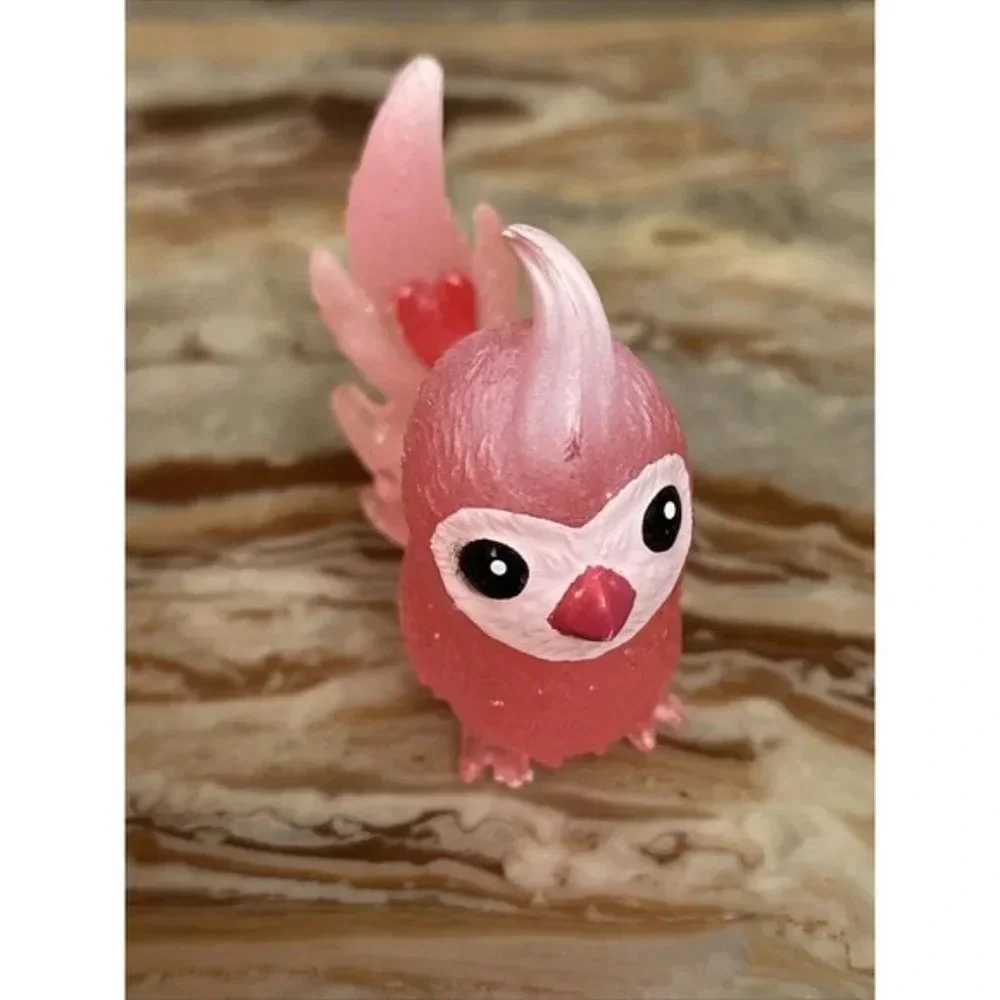 Glitter Cupid Valentines Day Pink Cockatiel Bird Red Heart Mini Doll Toy Collect